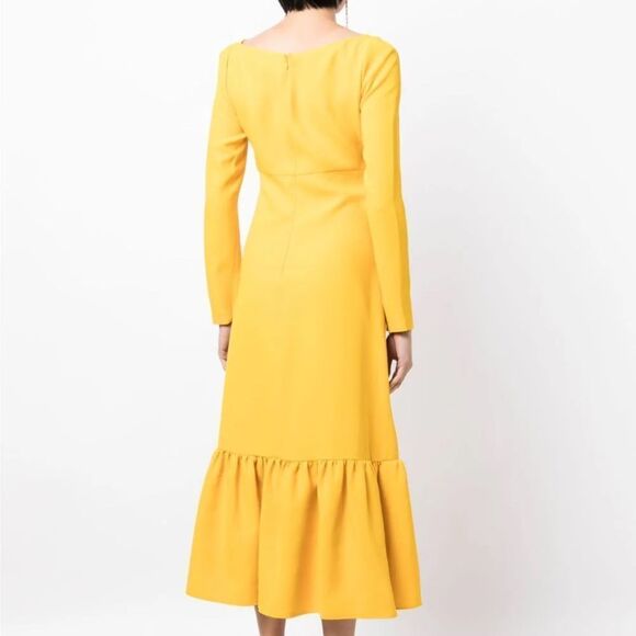 NEW Giambattista Valli Twist-front midi dress yellow - size 48 (US 12/XL) - Picture 4 of 12